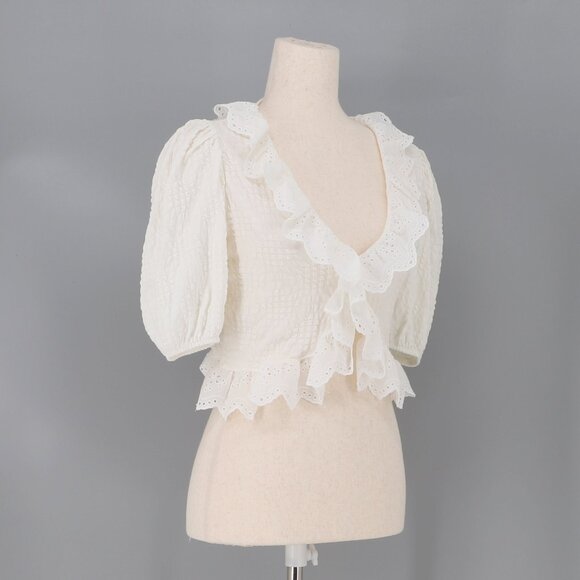 NWT ZARA White Ruffle Eyelet Crop Top Size M - Picture 4 of 8